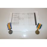 WWI pair of medals with research to 07287 Crp. J.W