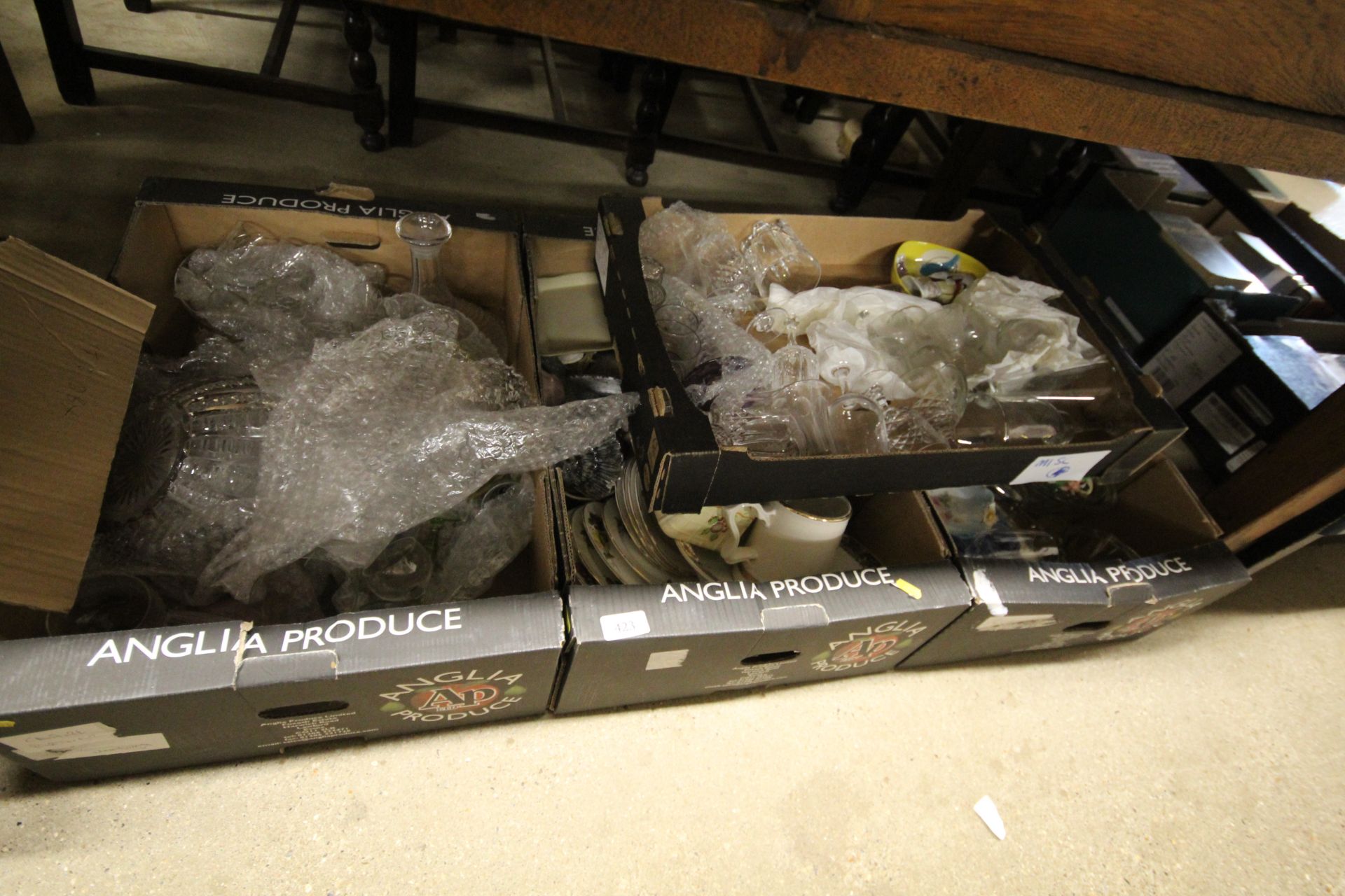 Six boxes of miscellaneous glass and china