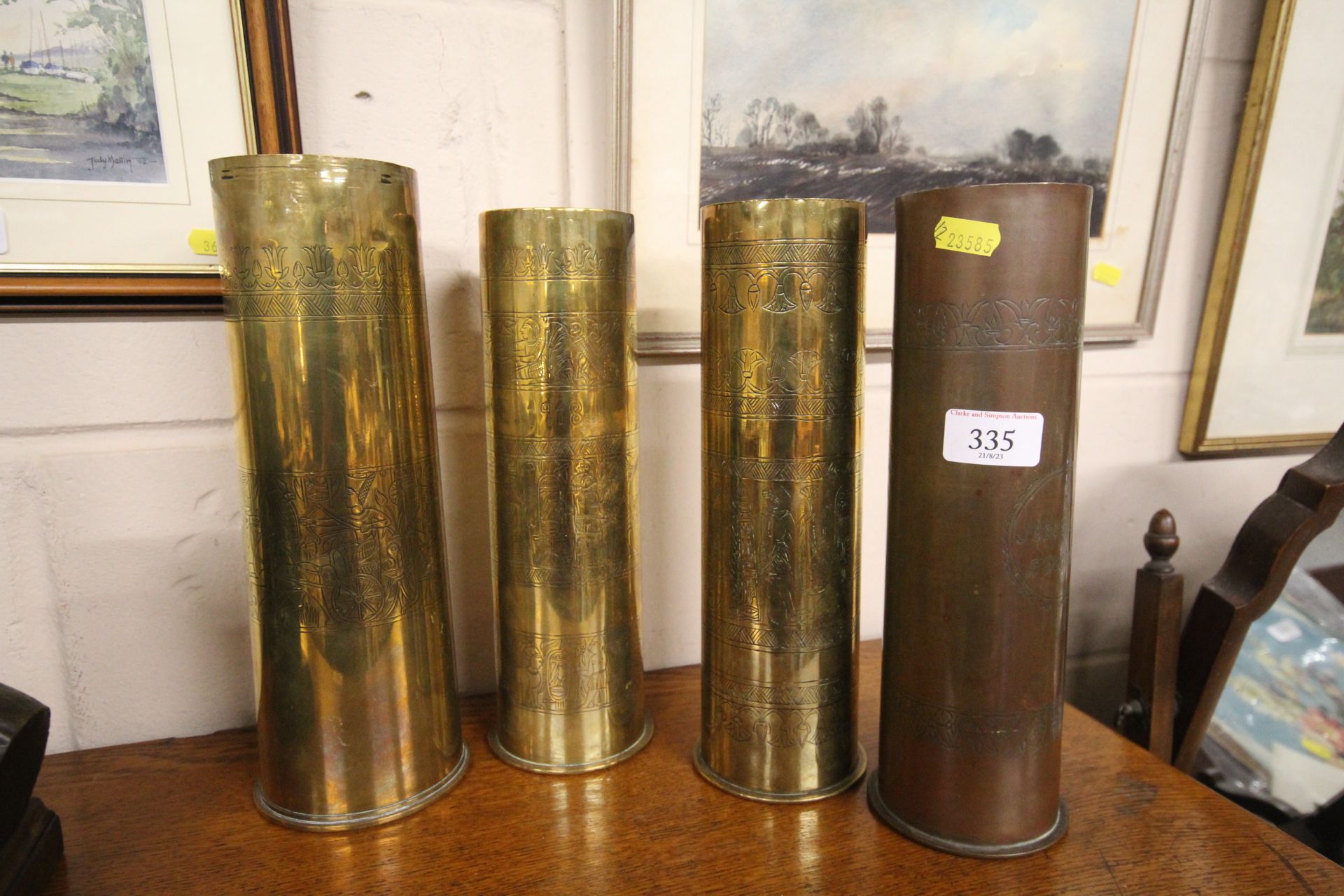 Four Trench Art shell cases