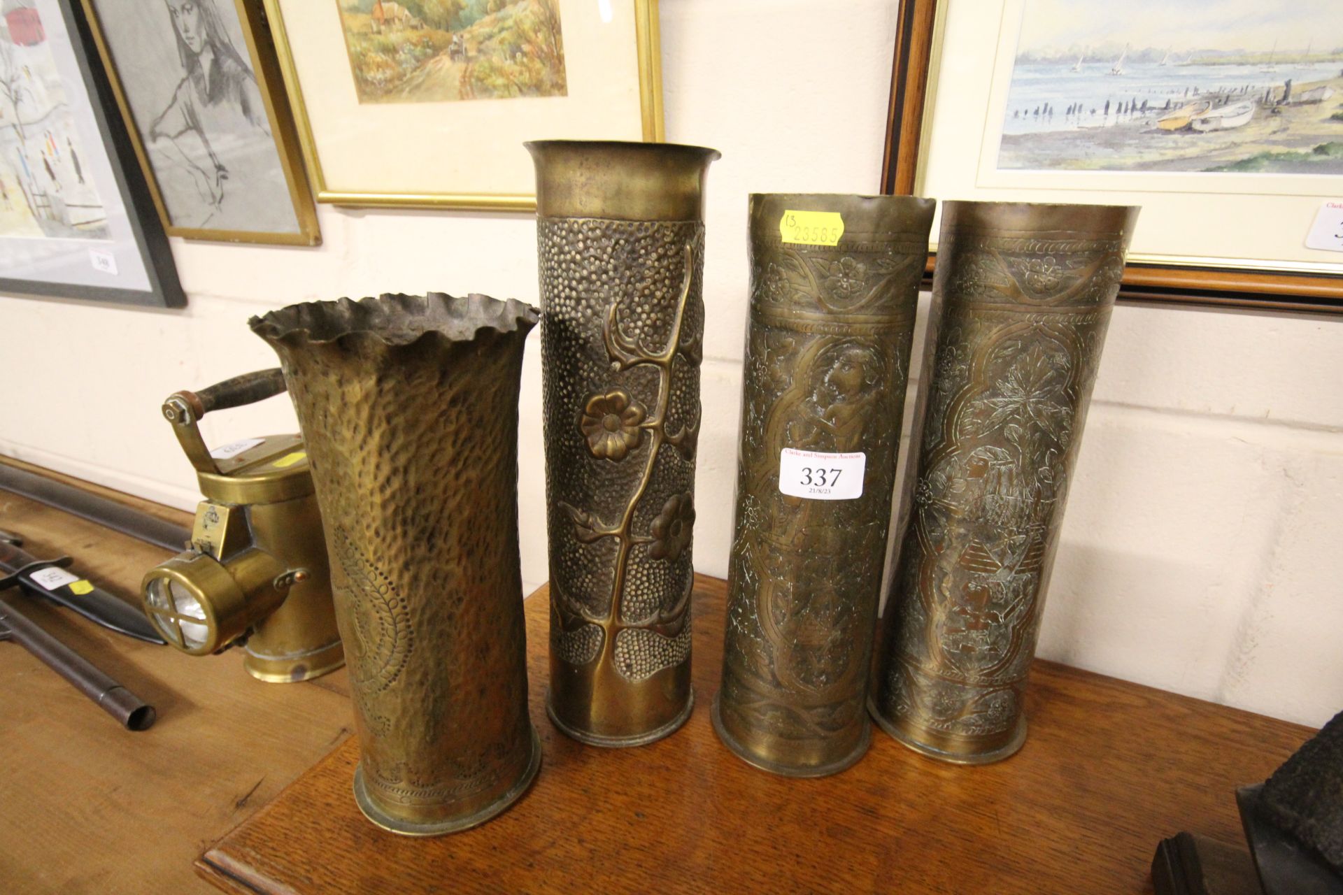 Four Trench Art shell cases