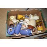 A box of miscellaneous pottery, jugs and vases inc