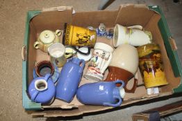 A box of miscellaneous pottery, jugs and vases inc
