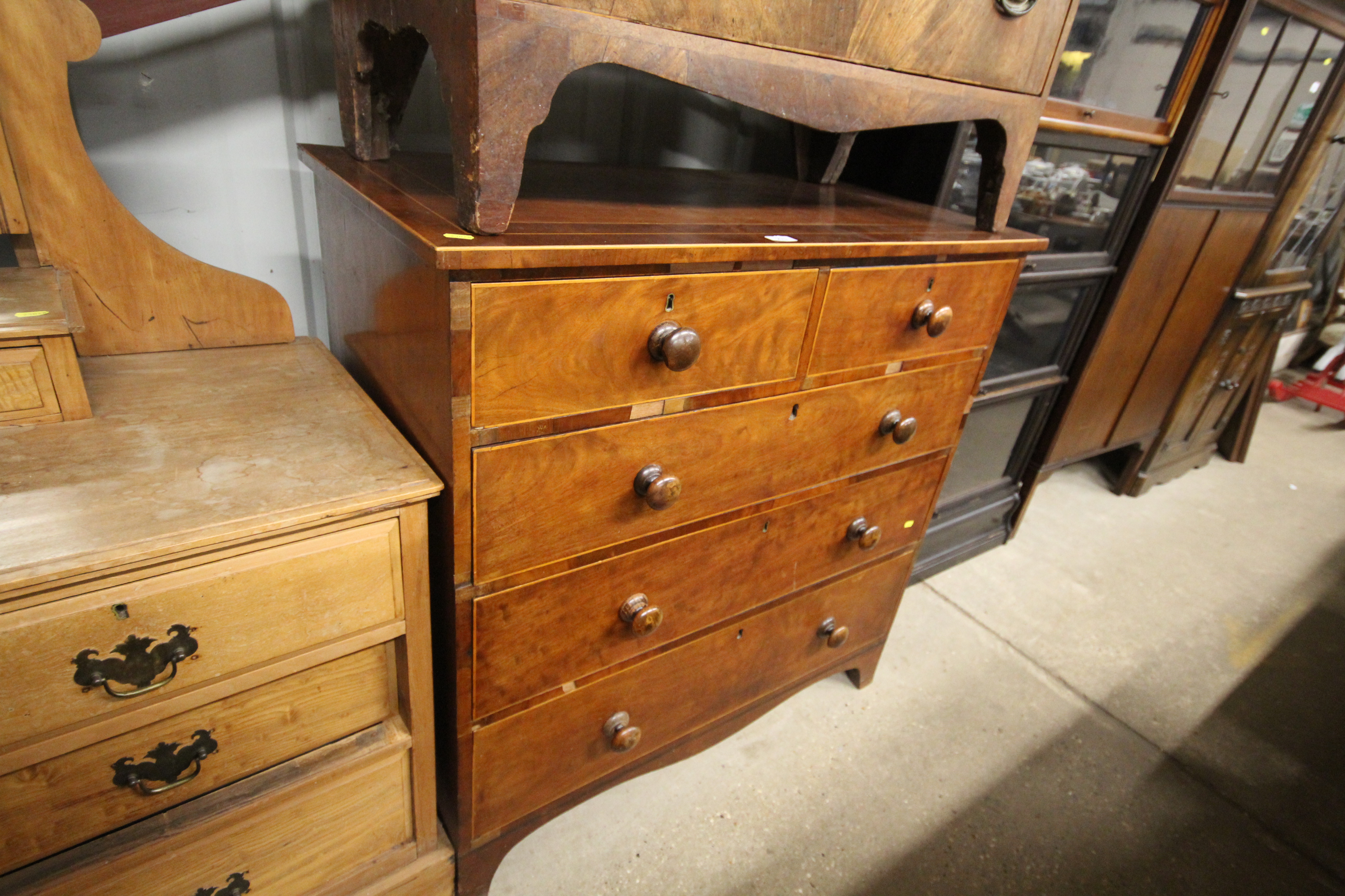 A 19th Century mahogany and boxwood strung chest o