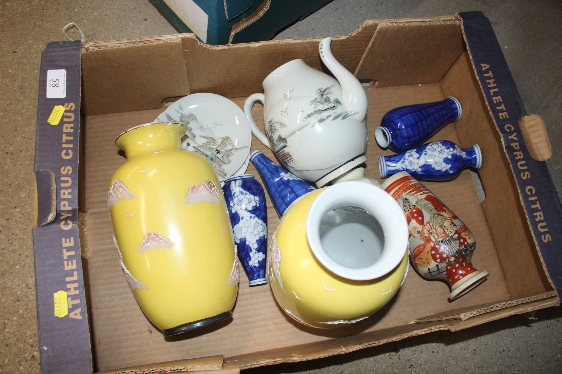 A box containing a pair of Japanese vases, Japanes