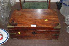 A mahogany and brass mounted writing box