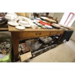 A large early 20th Century oak office table fitted