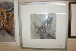 John Ryan, acrylic study of a brown hare
