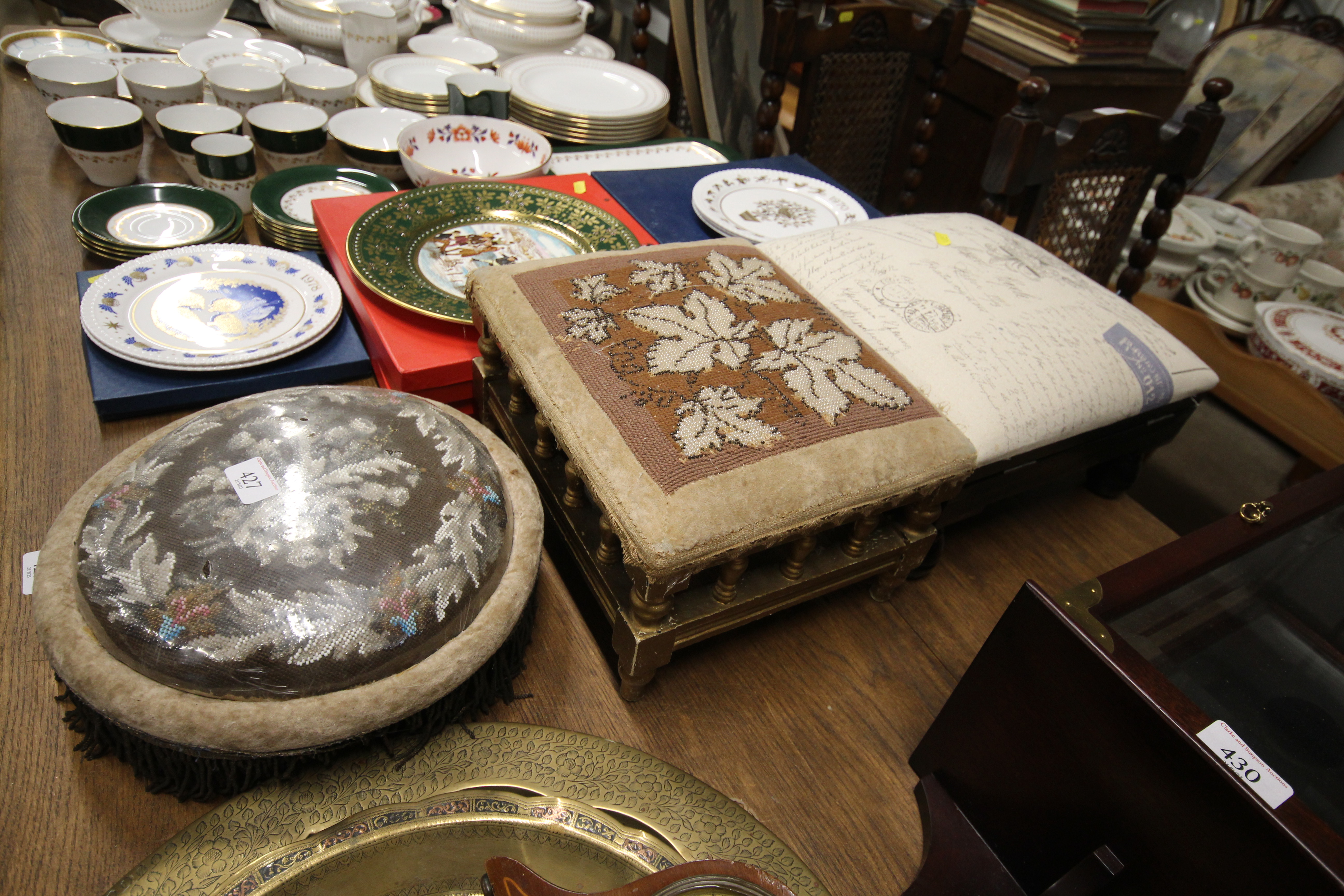 Two Victorian bead work foot stools and another - Bild 2 aus 2