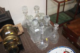 A collection of various cut and moulded glass deca