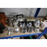 A quantity of various silver plated tea ware to include a Picquot teapot