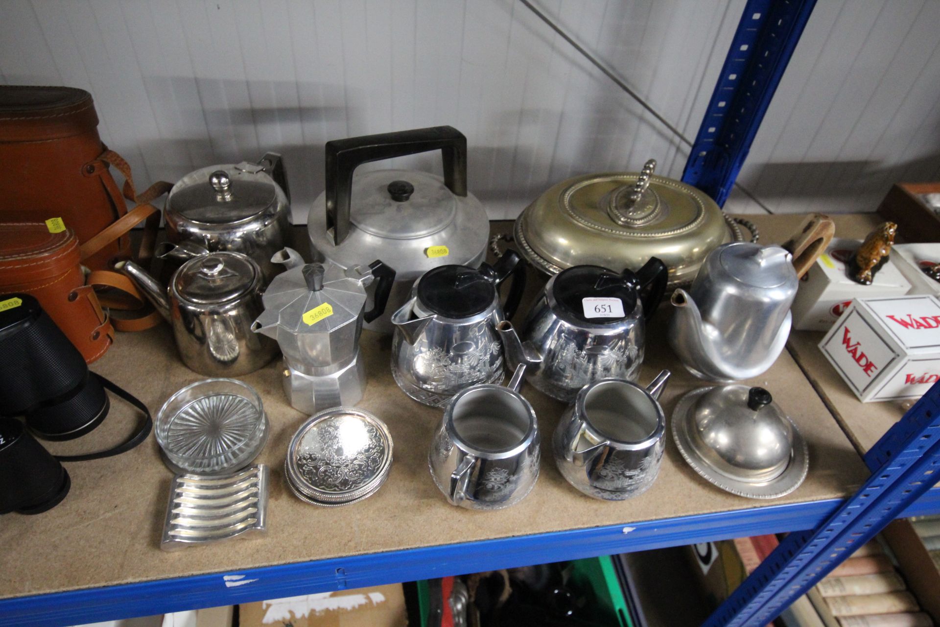 A quantity of various silver plated tea ware to include a Picquot teapot