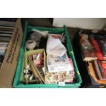 A box of various knitting related items