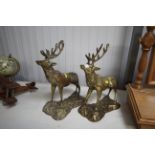 Two brass stag ornaments