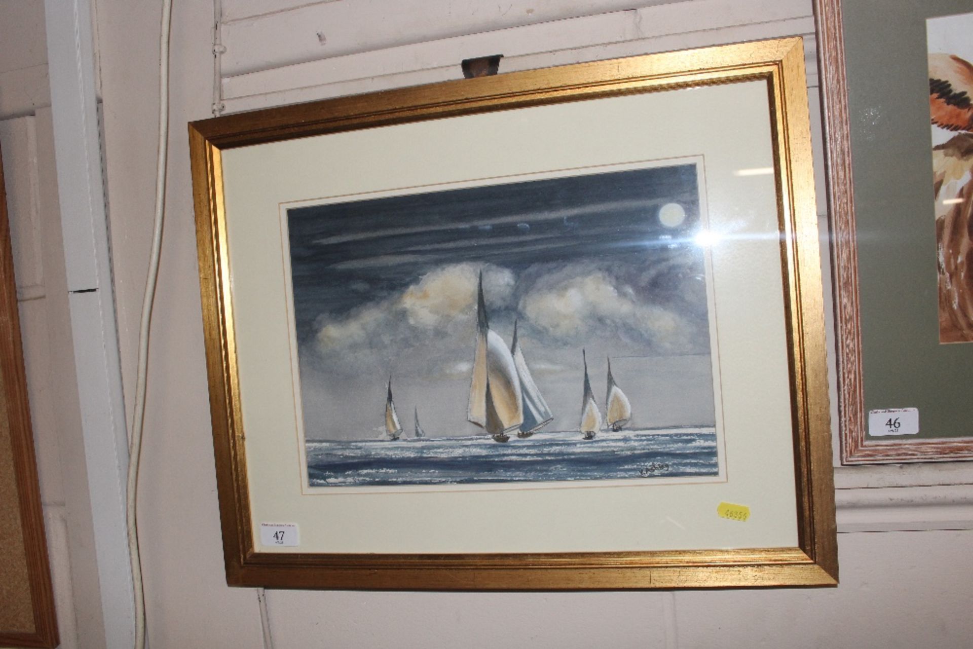 K. Ashley, study of sailing boats in the moonlight