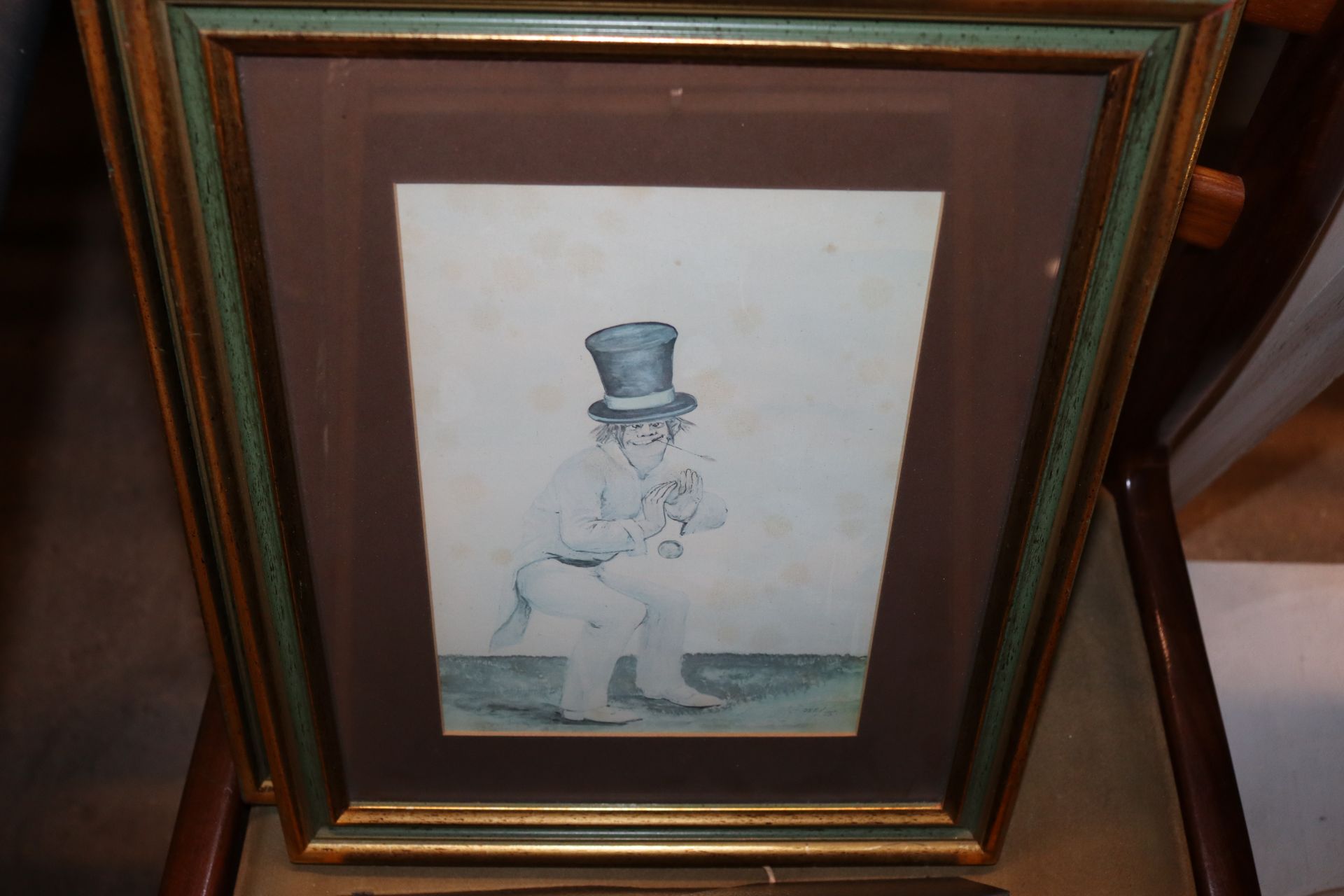 Five cricketing prints in green and gold frames; a - Image 4 of 4