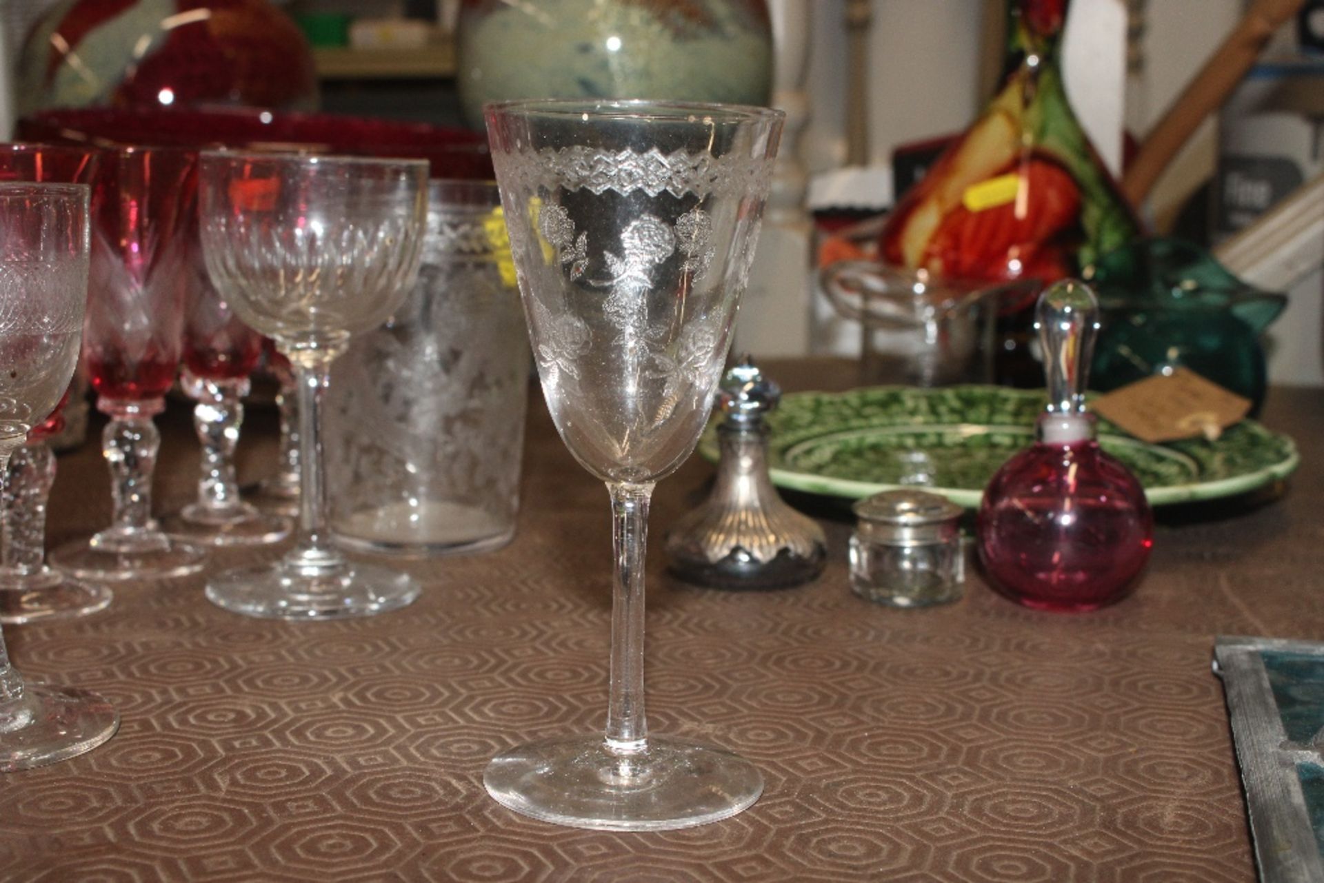 Five ruby tinted sherry glasses and various other - Image 8 of 17