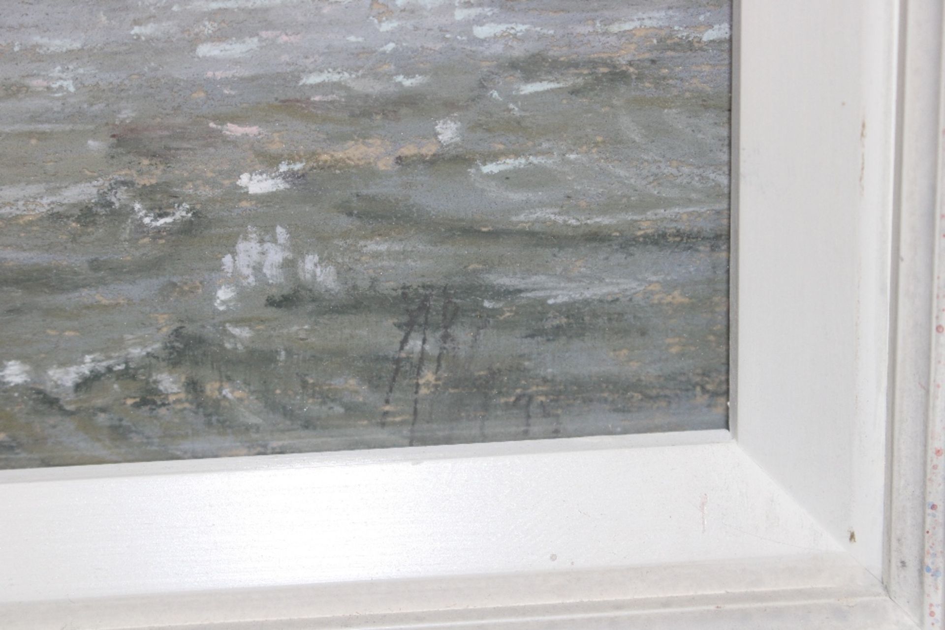 20th Century school, indistinctly signed oil and pastel of a coastal scene with yachts - Image 3 of 3