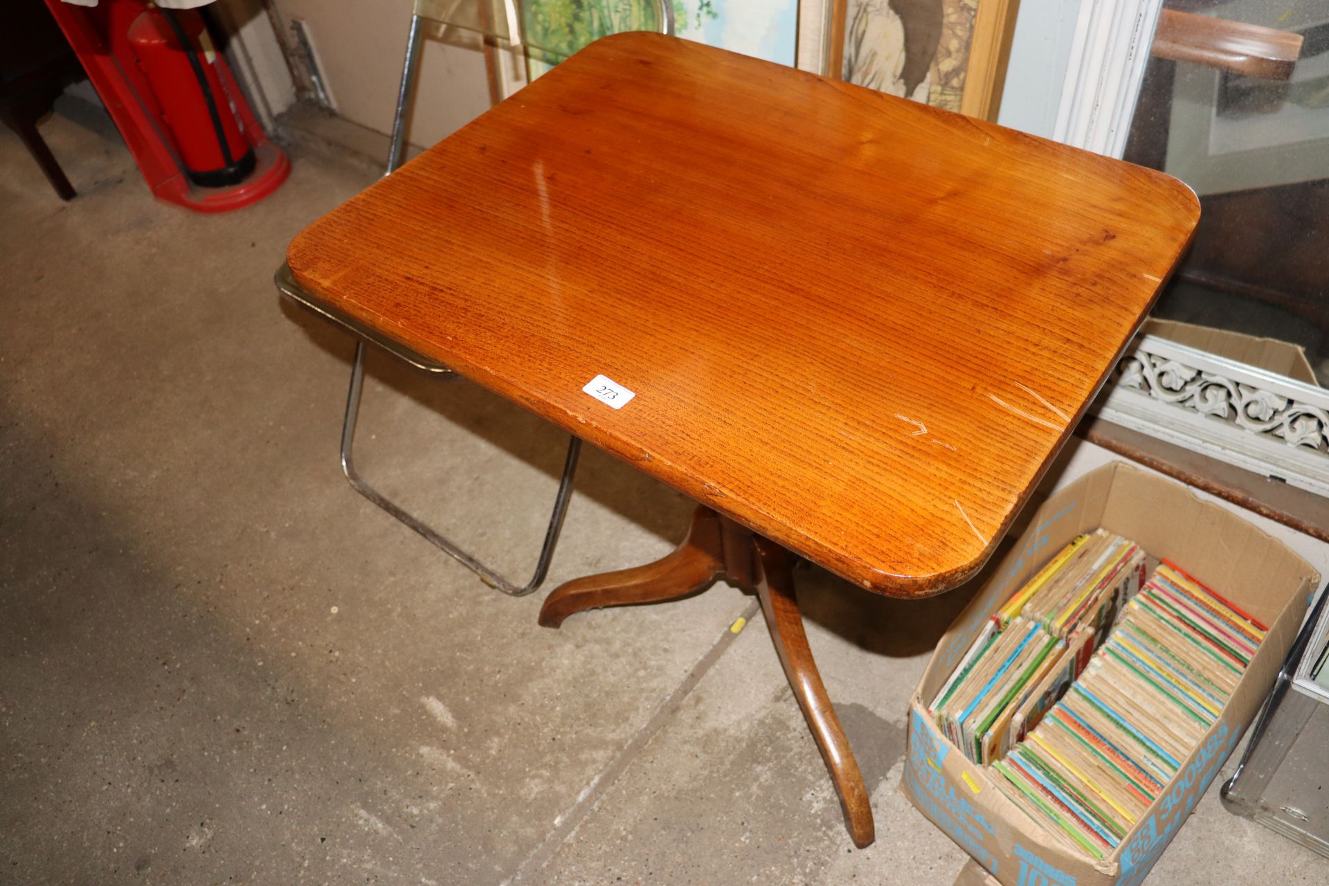 An elm tripod occasional table