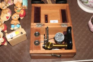 A 19th Century mahogany cased student microscope w