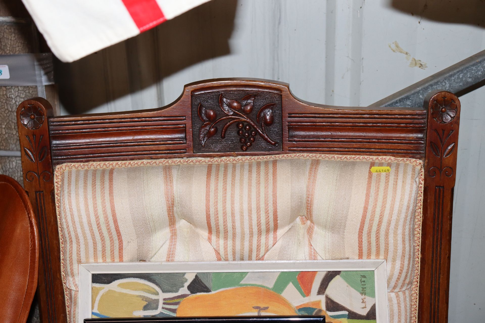 An Edwardian walnut framed upholstered armchair - Image 2 of 3