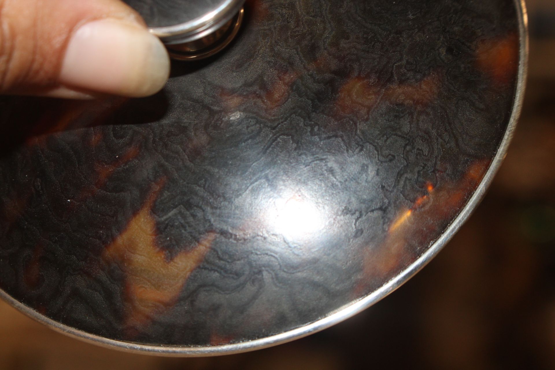 A cut glass bowl with Hallmarked silver and tortoi - Image 3 of 6