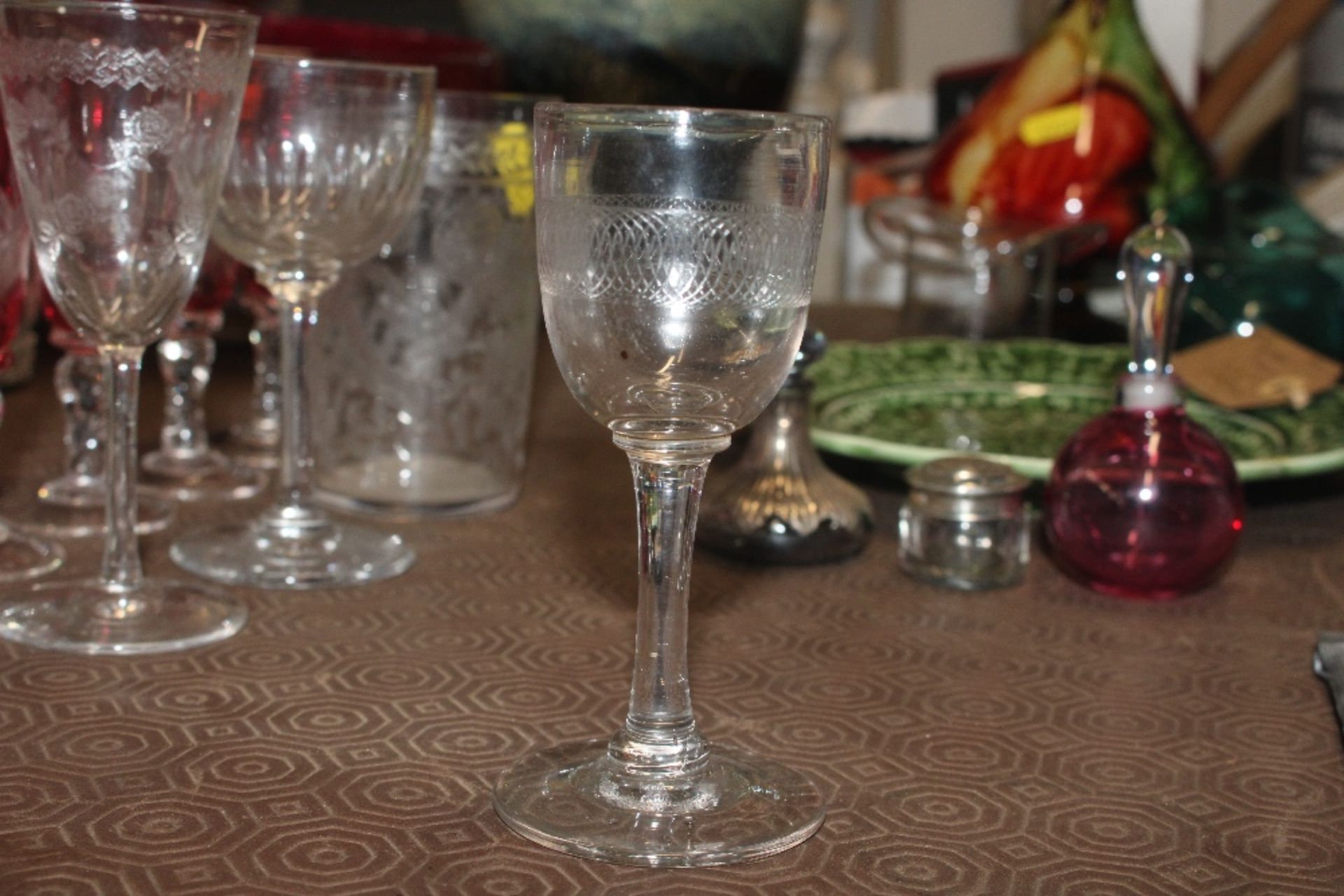 Five ruby tinted sherry glasses and various other - Image 10 of 17