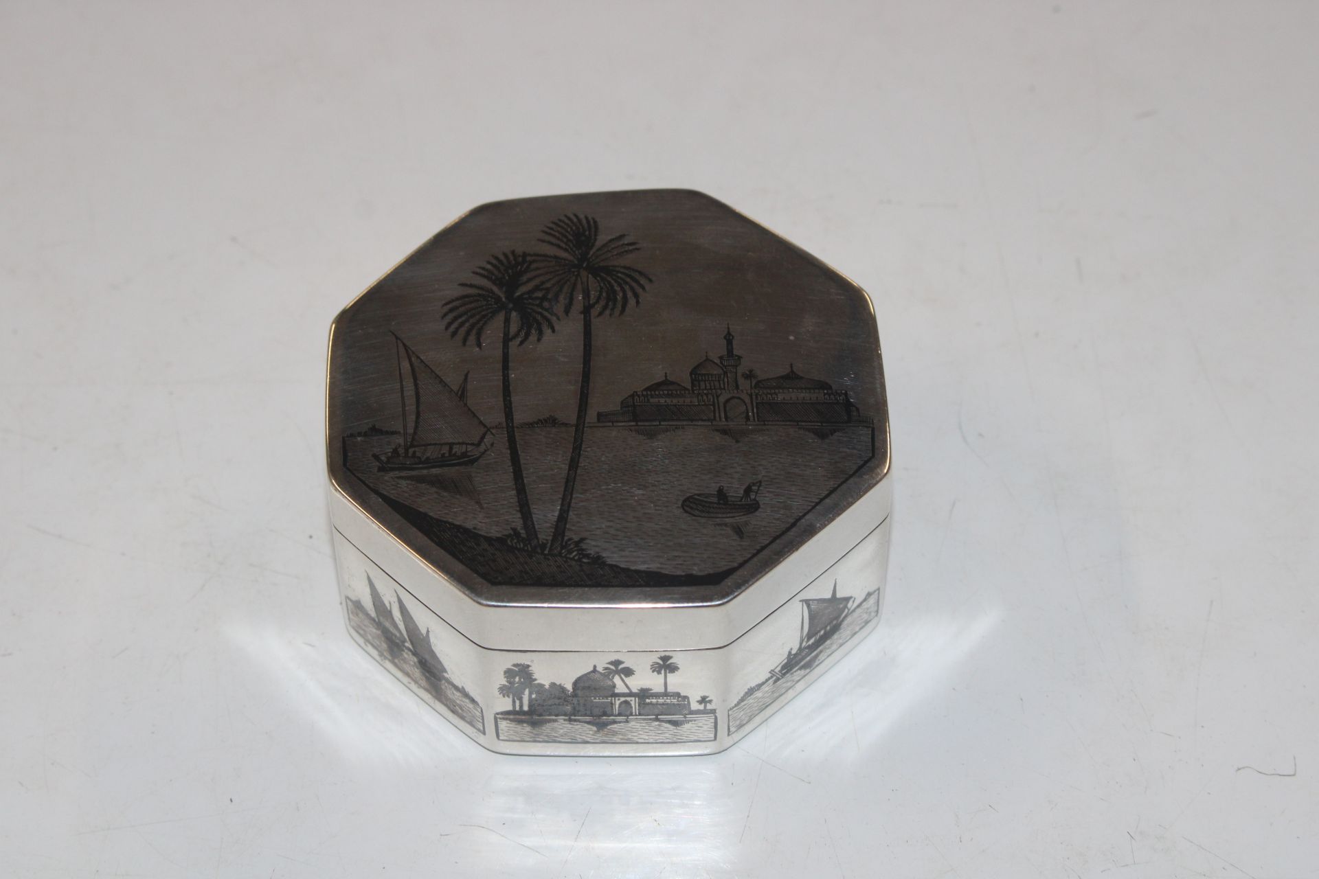 An Iraqi / Egyptian silver trinket box, approx. 14