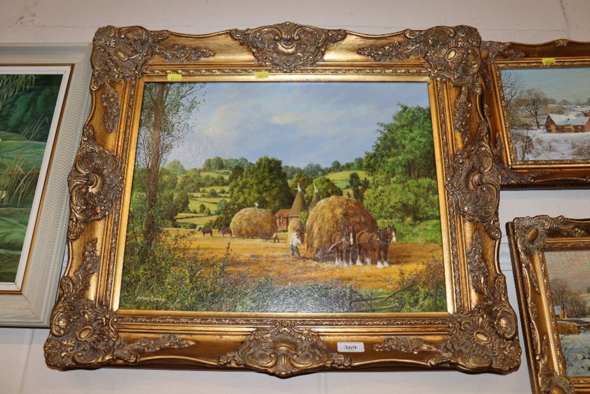 Anthony Buckley, oil on board study of a harvestin