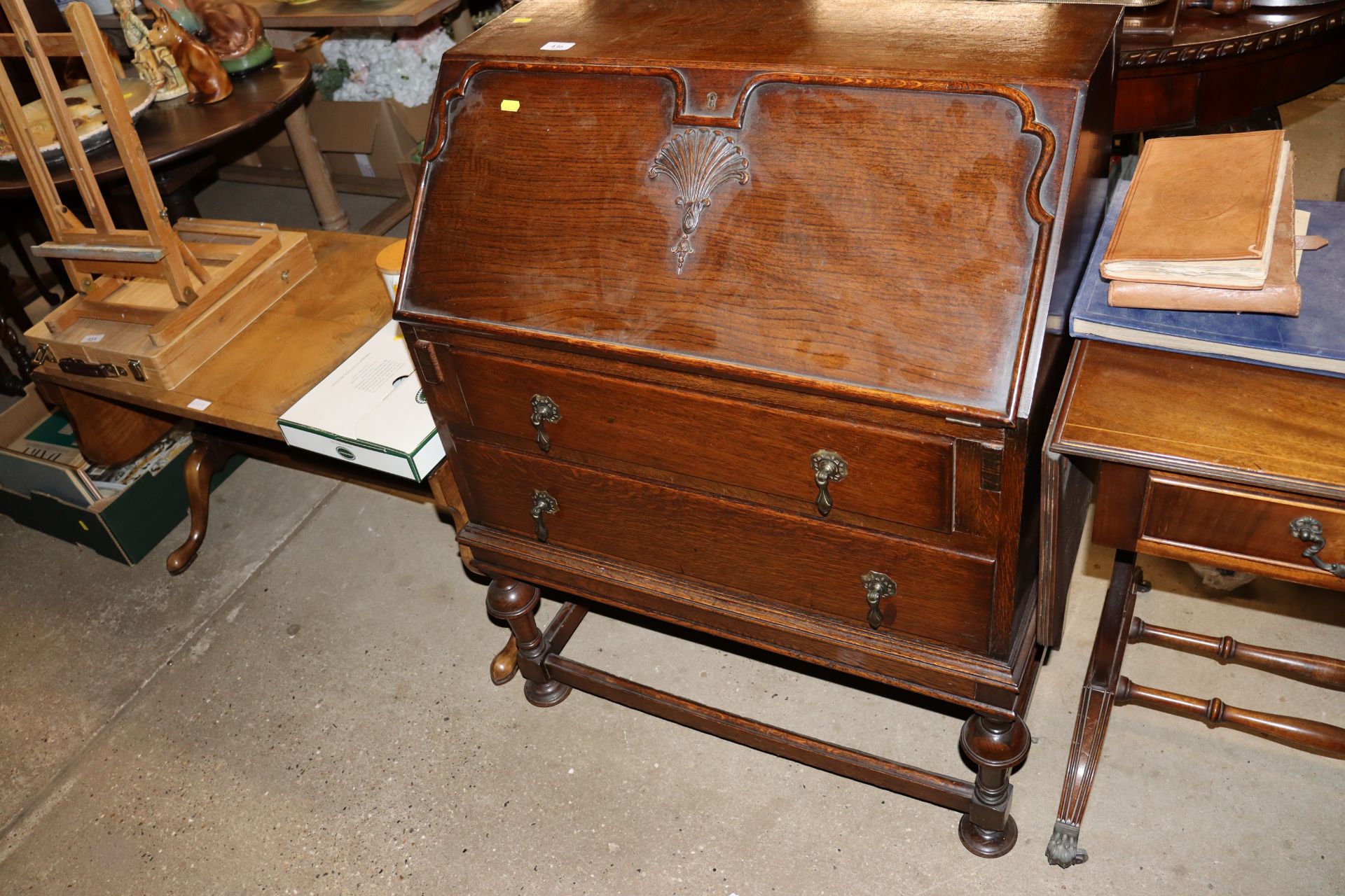 A mid-20th Century oak bureau