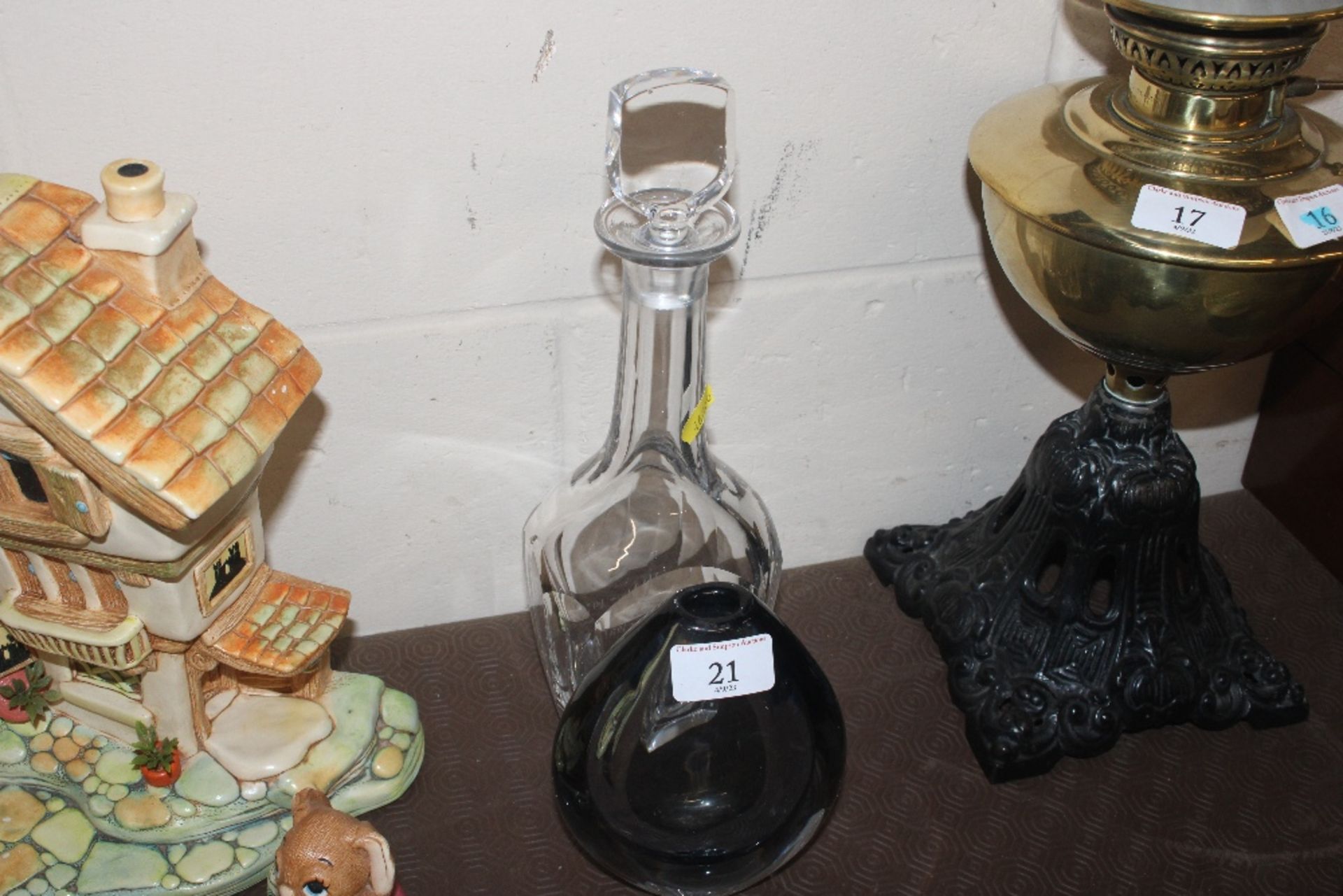 An Orrefors glass decanter with Masonic decoration