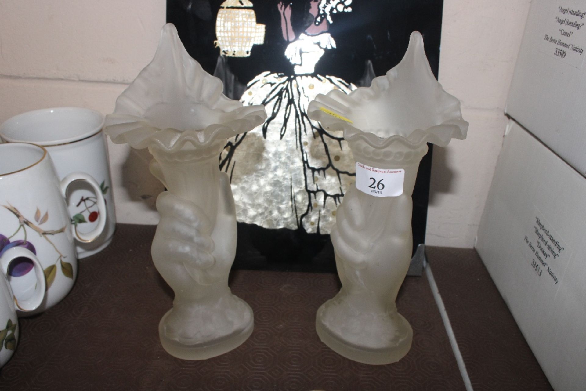 A pair of Victorian glass hand vases