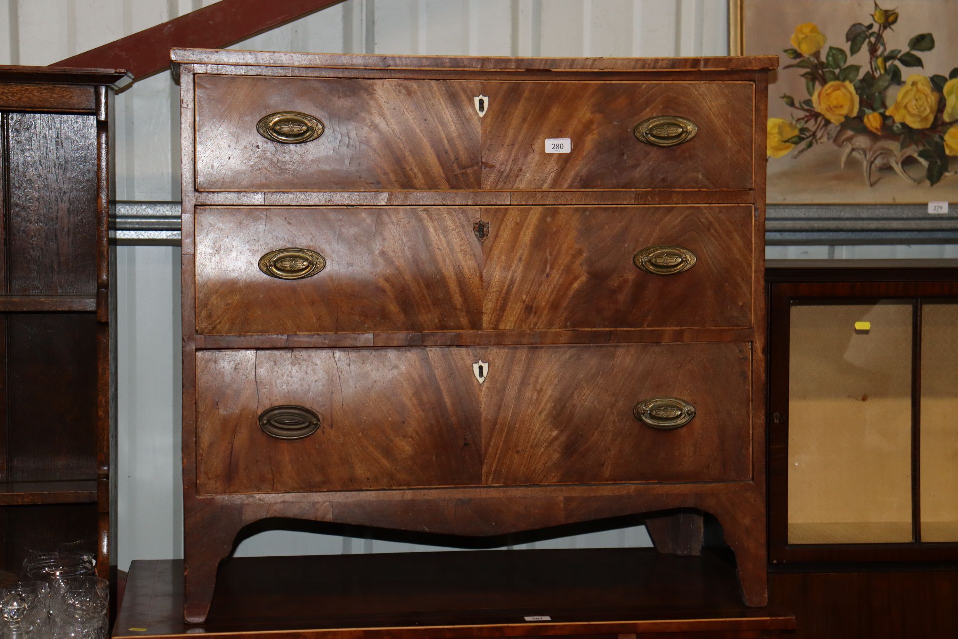 A 19th Century mahogany chest of three long drawer