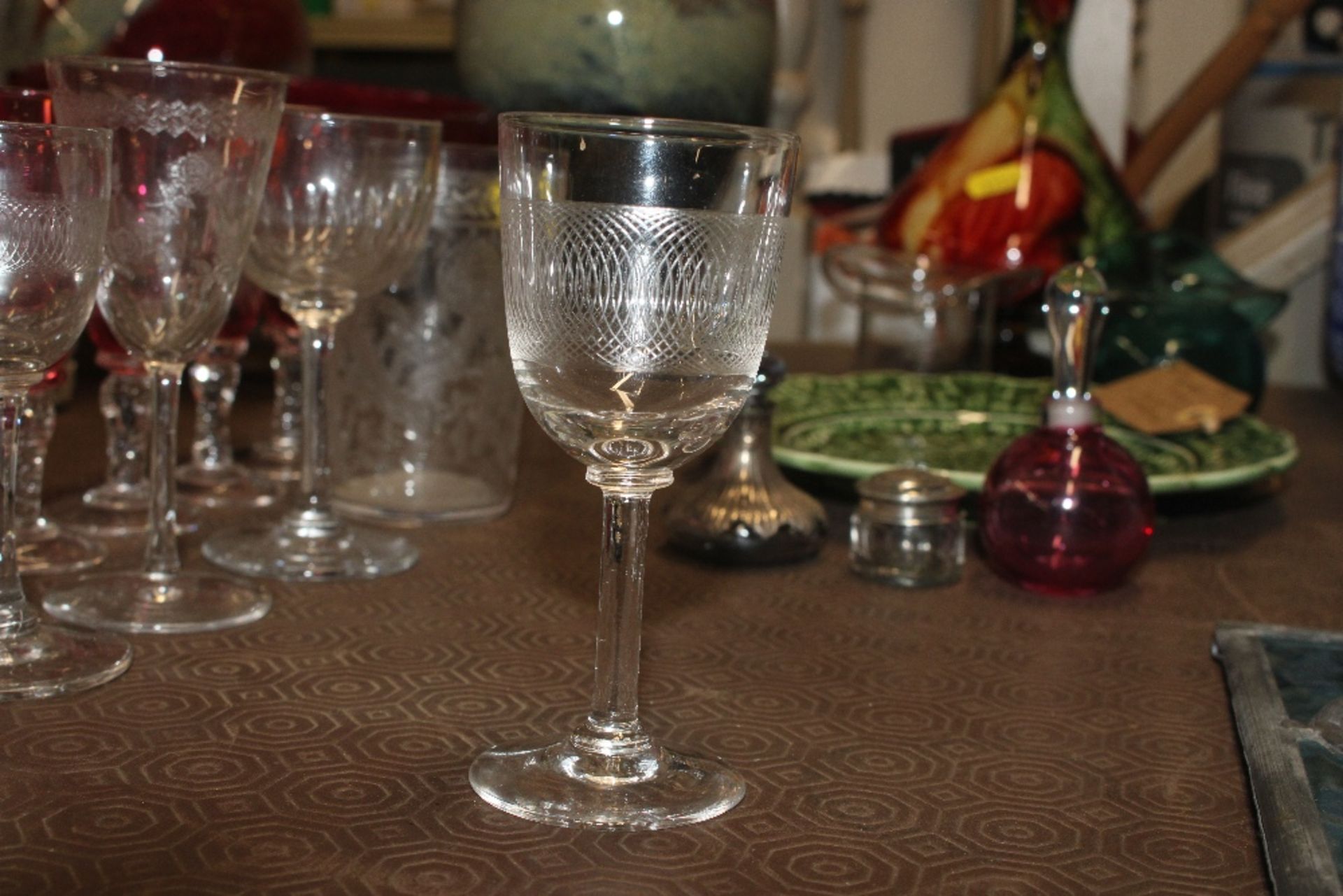 Five ruby tinted sherry glasses and various other - Image 16 of 17