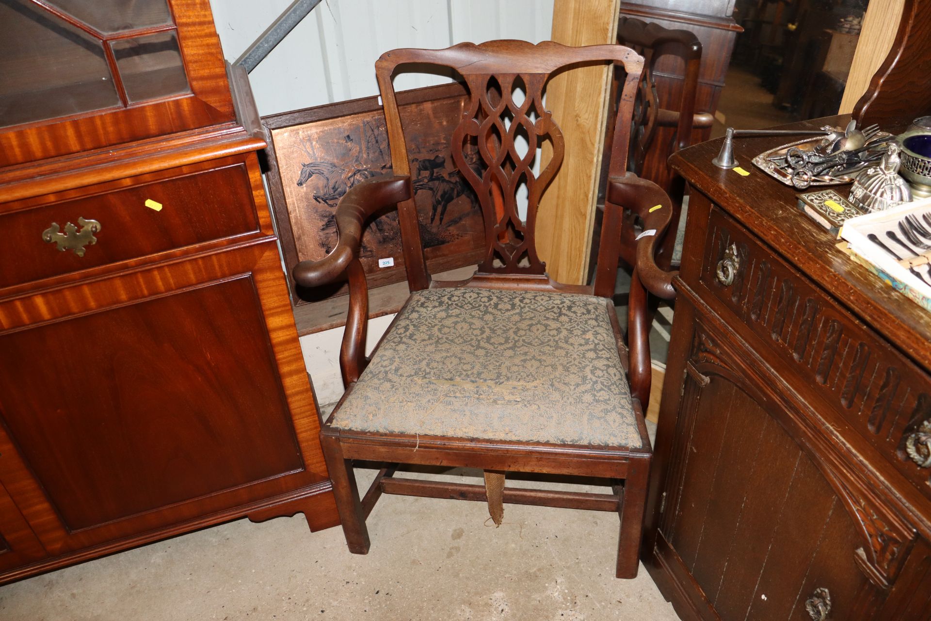 A 19th Century mahogany Chippendale style elbow ch