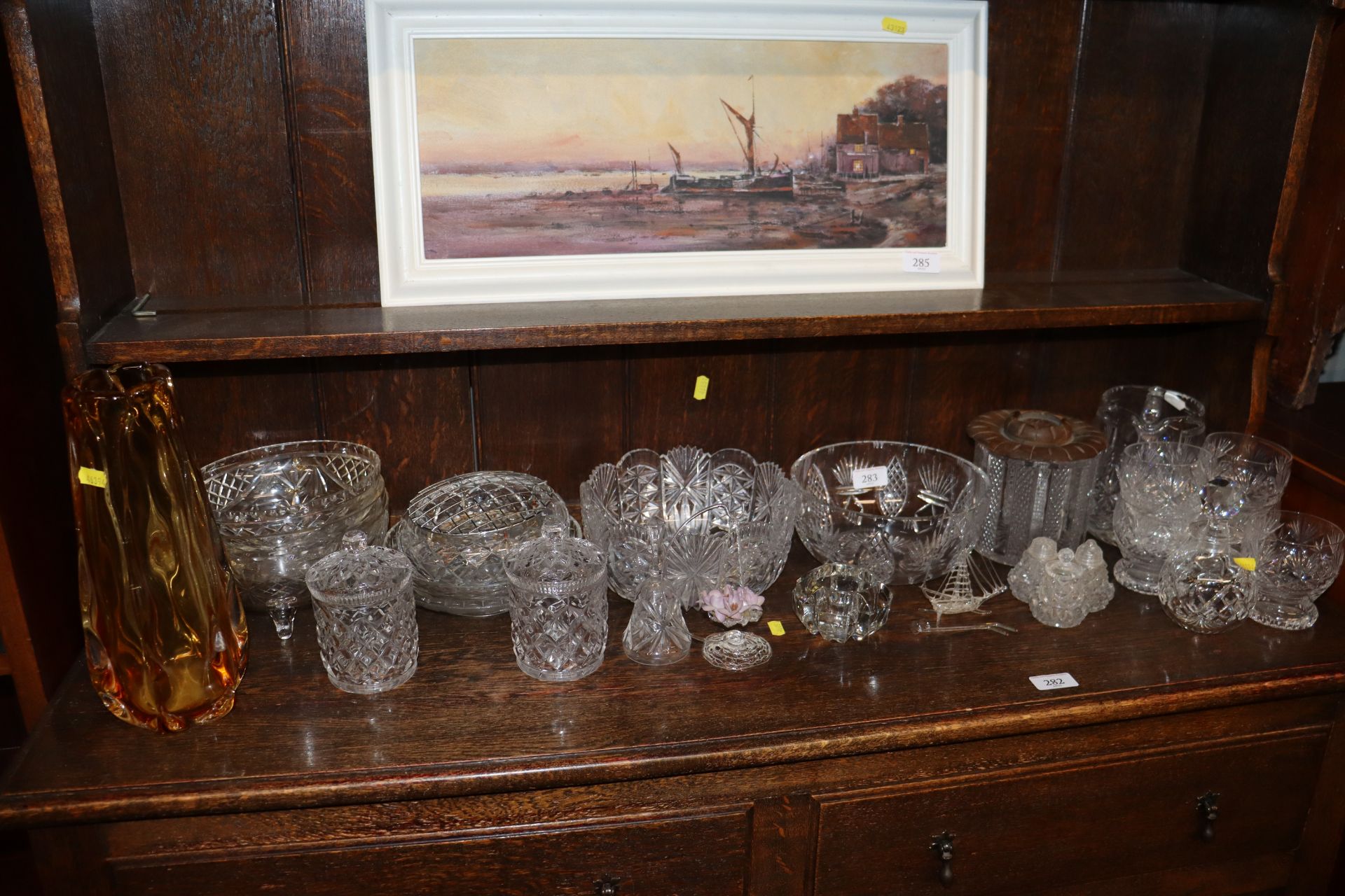 A quantity of various cut table glassware includin