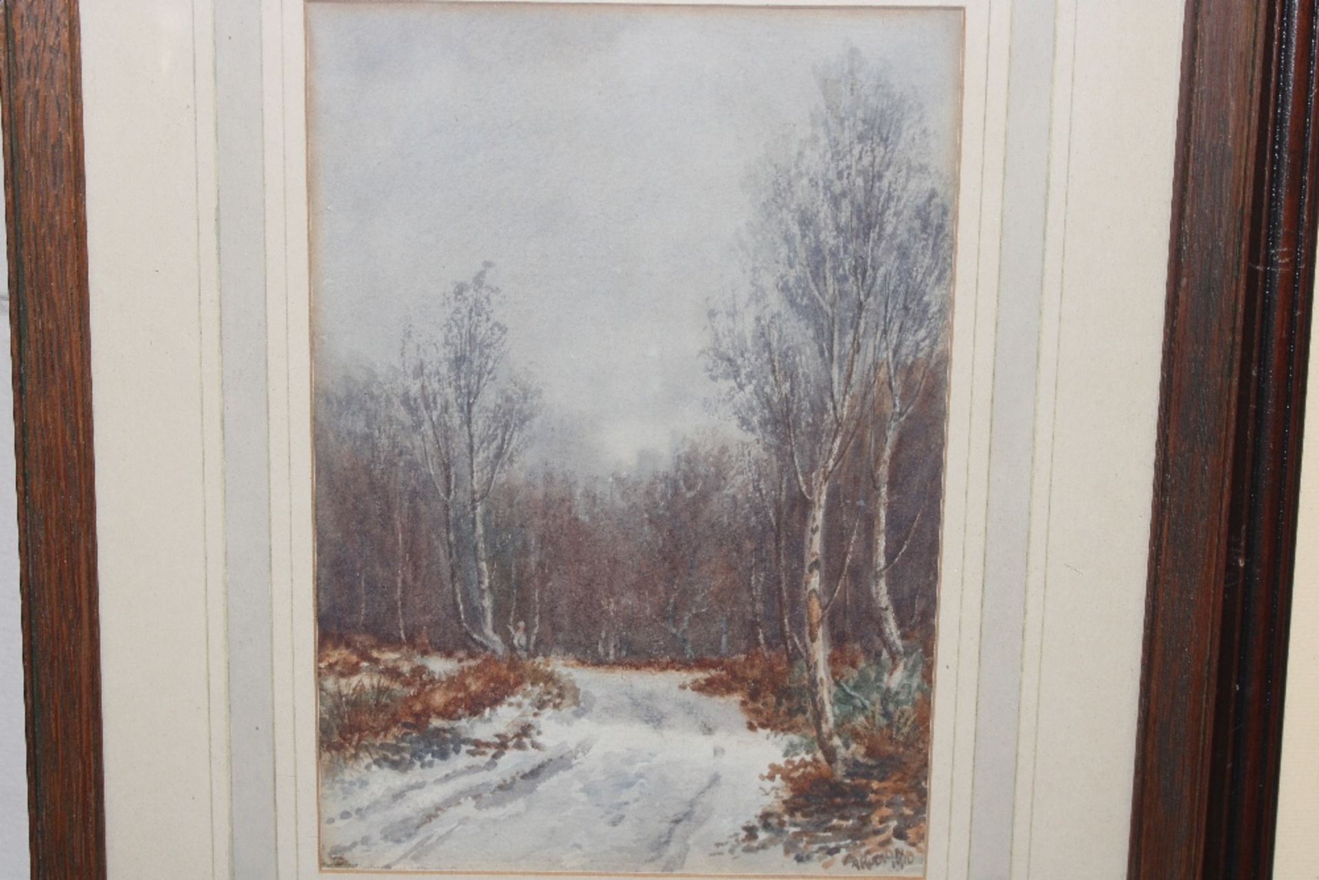 A. Robinson 1910, watercolour study of a snowy cou - Image 2 of 3