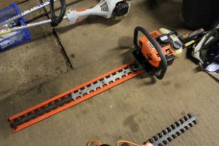 A Stihl HS80 petrol hedge trimmer