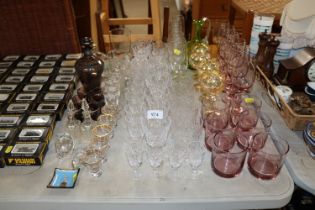 A collection of table glassware including drinking