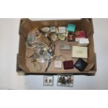 A box of miscellaneous costume jewellery, watches