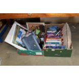 Two boxes containing various books, ephemera etc.