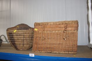 A wicker hamper