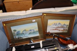 R Hammond, two watercolour studies of mountainous