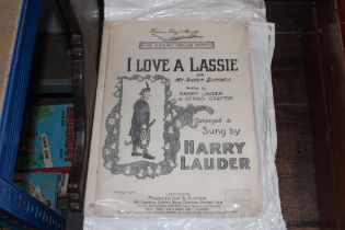 Three vintage song sheets; "I love a lassie" by Ha