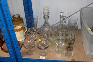 Six Babycham glasses and various other table glass