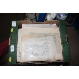 A box of miscellaneous drawings, prints etc.