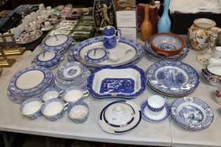 A collection of various patterned blue and white c