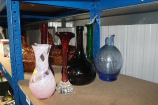 A collection of six Art Glass vases (some damage)
