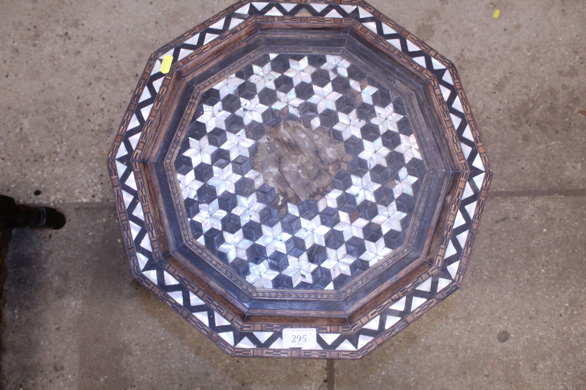 An Eastern mother of pearl inlaid octagonal occasi - Image 2 of 3