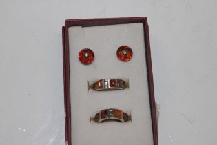 A Sterling silver amber ear-rings and a pair of vi