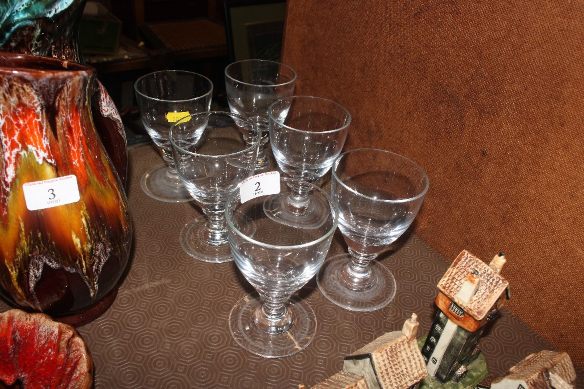 Six antique glass rummers
